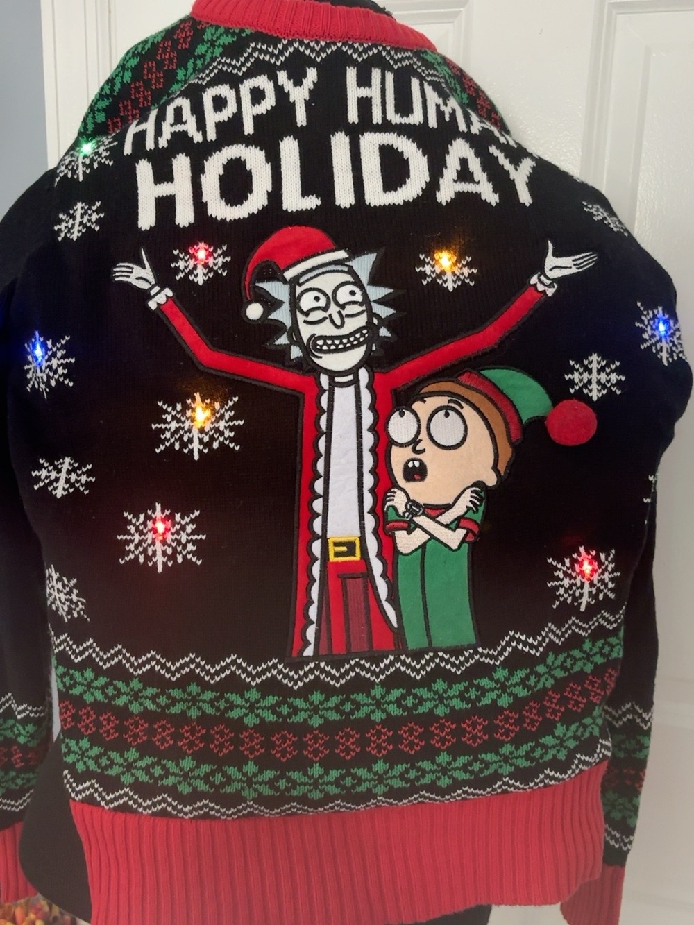Men’s Rick and Morty Light-Up Christmas Ugly Sweater Size Small - Picture 7 of 8